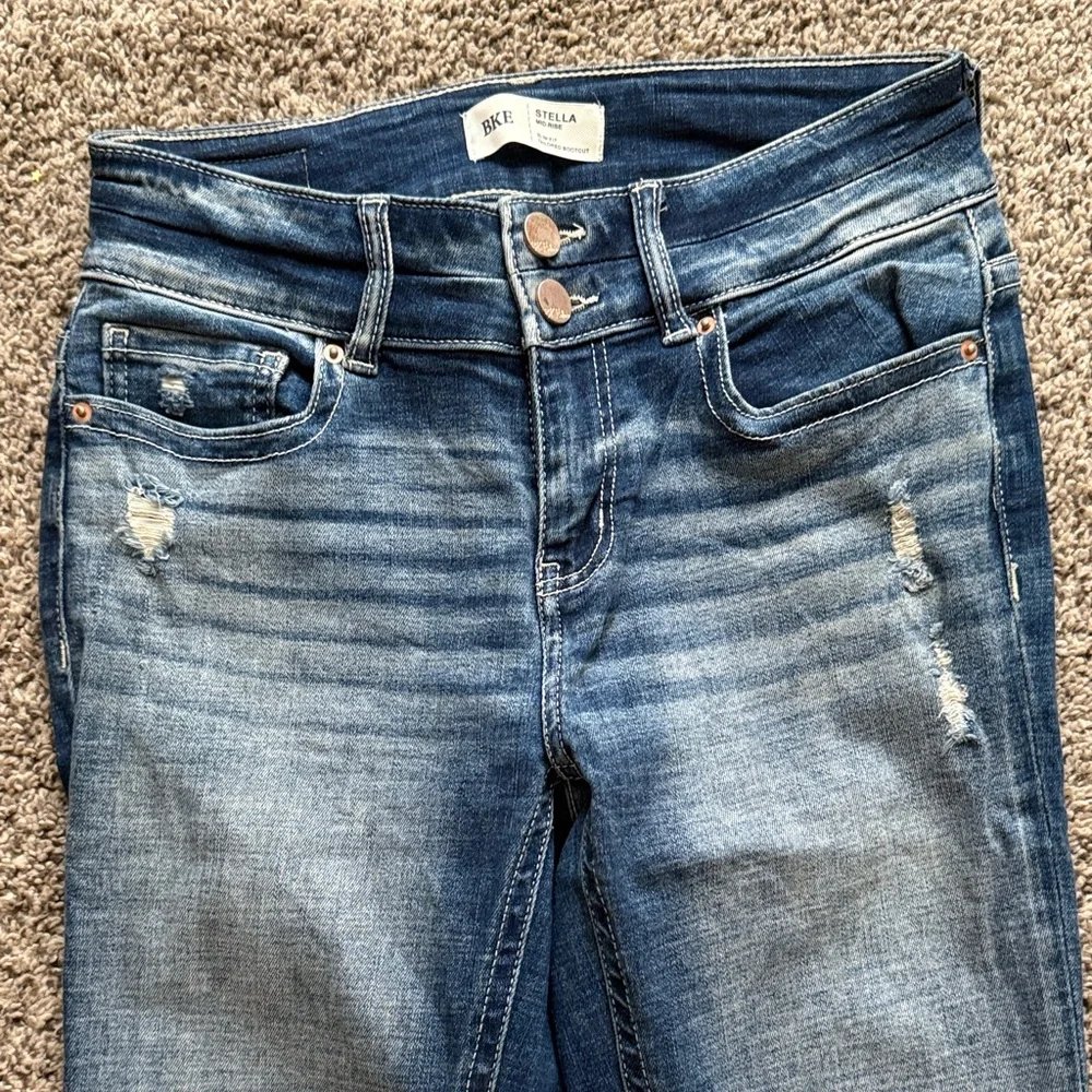 BKE Dark Blue Boot Cut Jeans - Picture 3 of 5